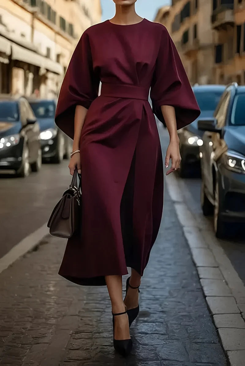 Celeste™ | Elegantna Haljina s Puff Rukavima i Pojasom